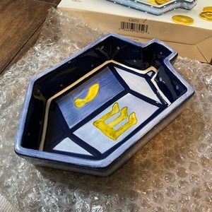 Vintage Chanukah Lights Handpainted Ceramic Dreidel Tidbit Server Cardinal Rare